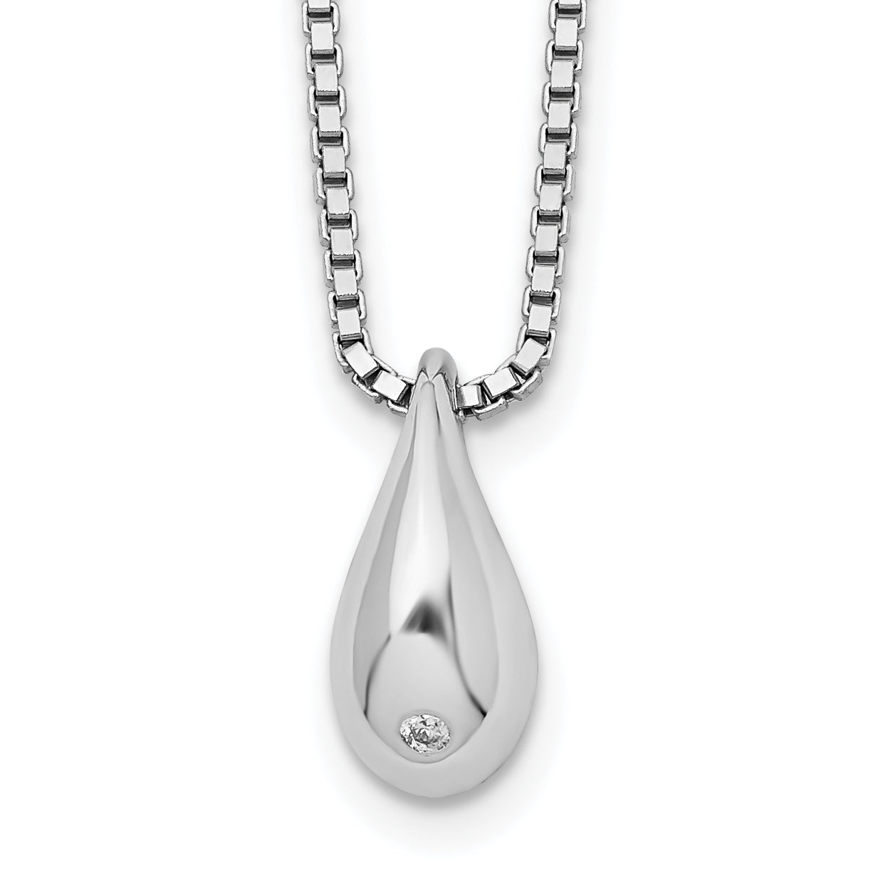 White Ice Sterling Silver Rhodium-plated 18 Inch Diamond Teardrop Necklace with 2 Inch Extender Main image