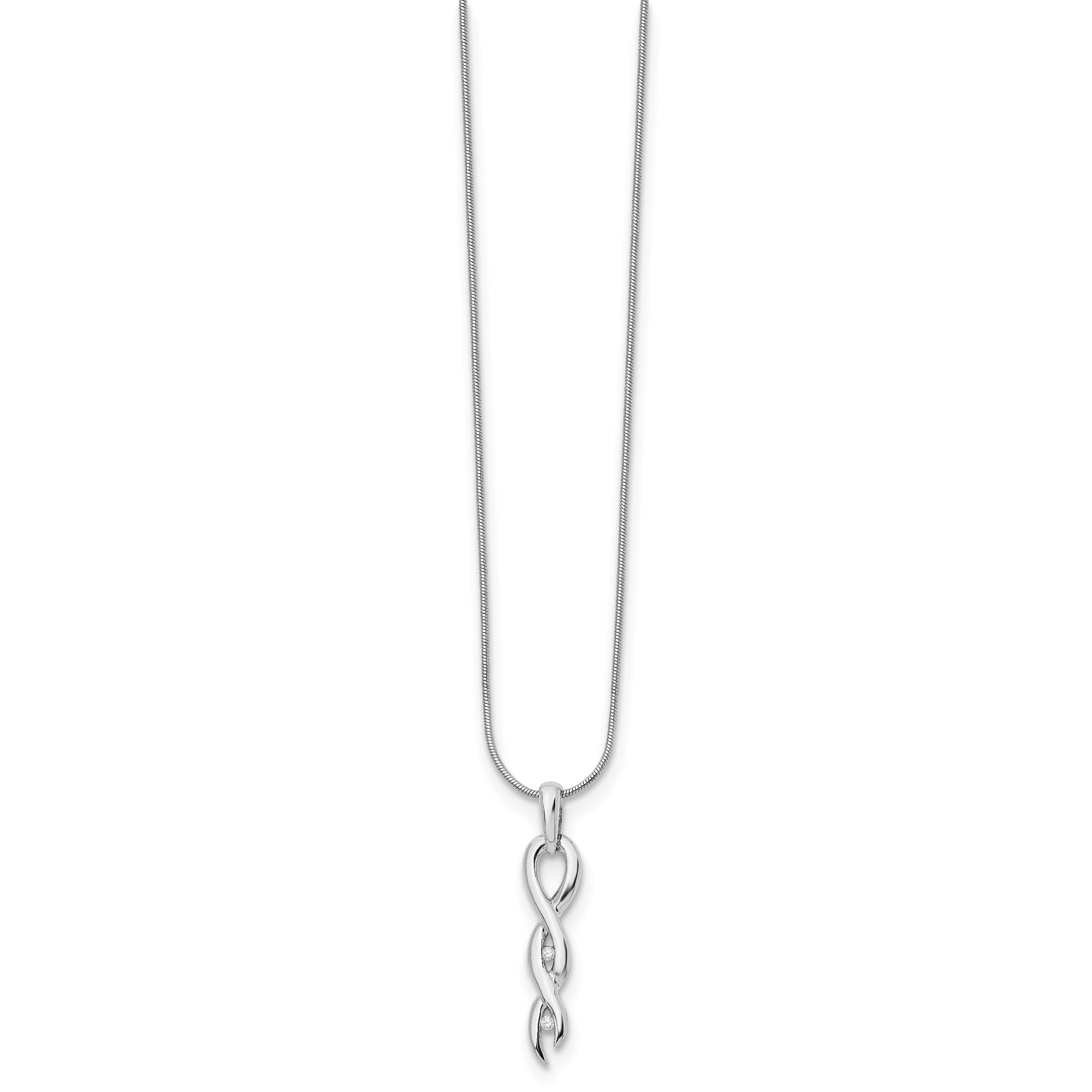 Sophia Jewelers Sterling Silver Diamond Twist Necklace with Rhodium Finish