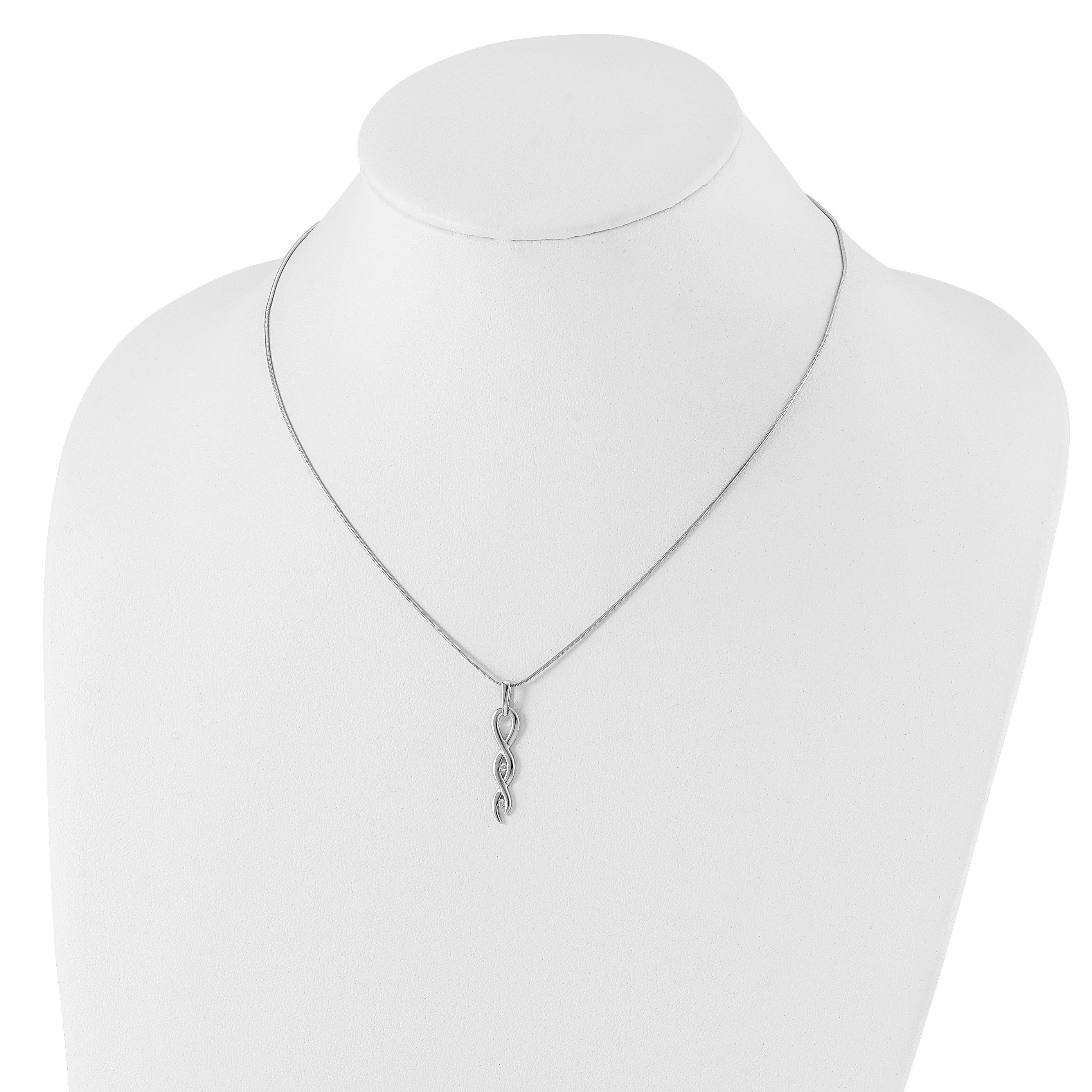 Sophia Jewelers Sterling Silver Diamond Twist Necklace with Rhodium Finish