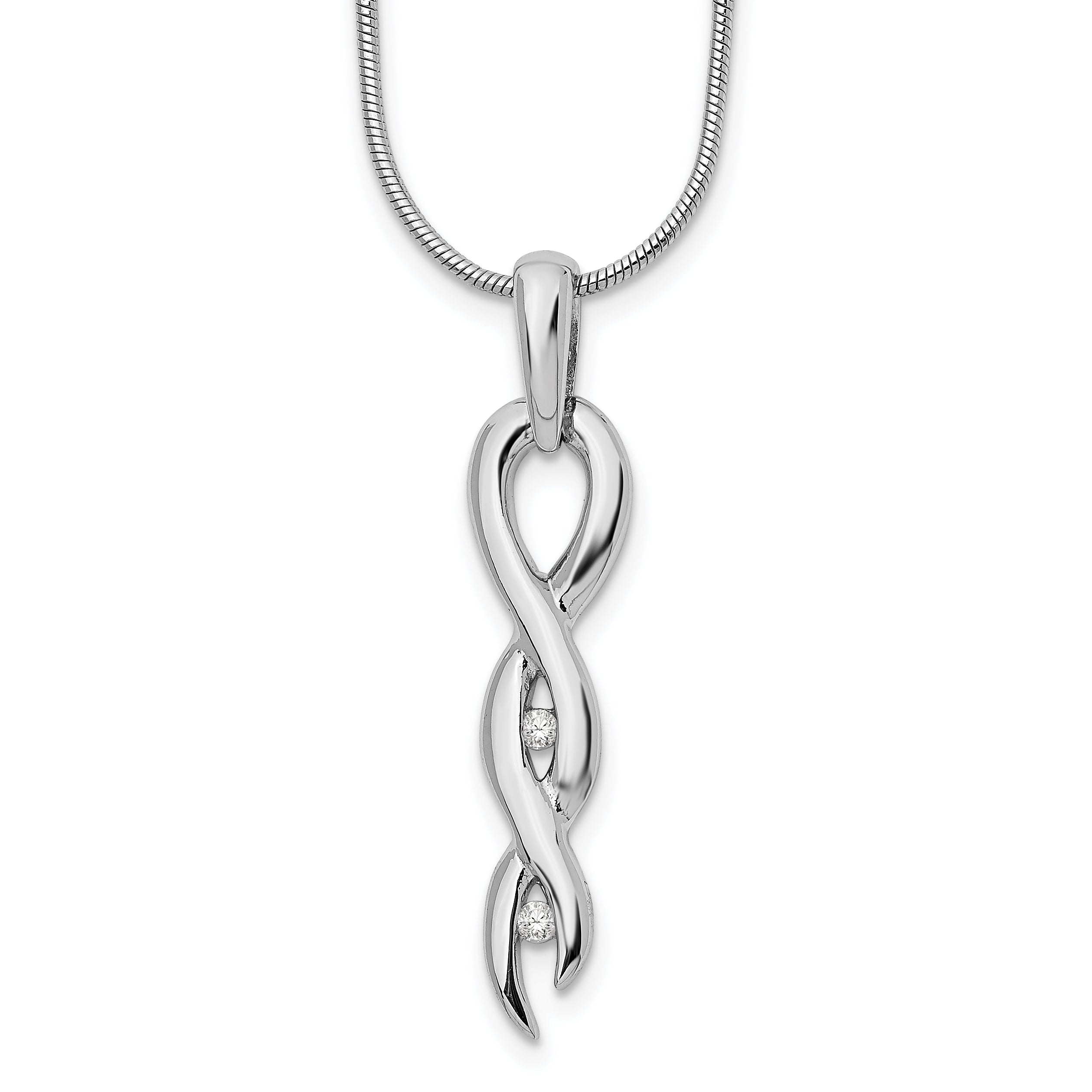 White Ice Sterling Silver Rhodium-plated Diamond 18 Inch Twist Necklace with 2 Inch Extender Main image