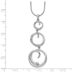 Sterling Silver Diamond Swirl Necklace with Rhodium Plating and Extender