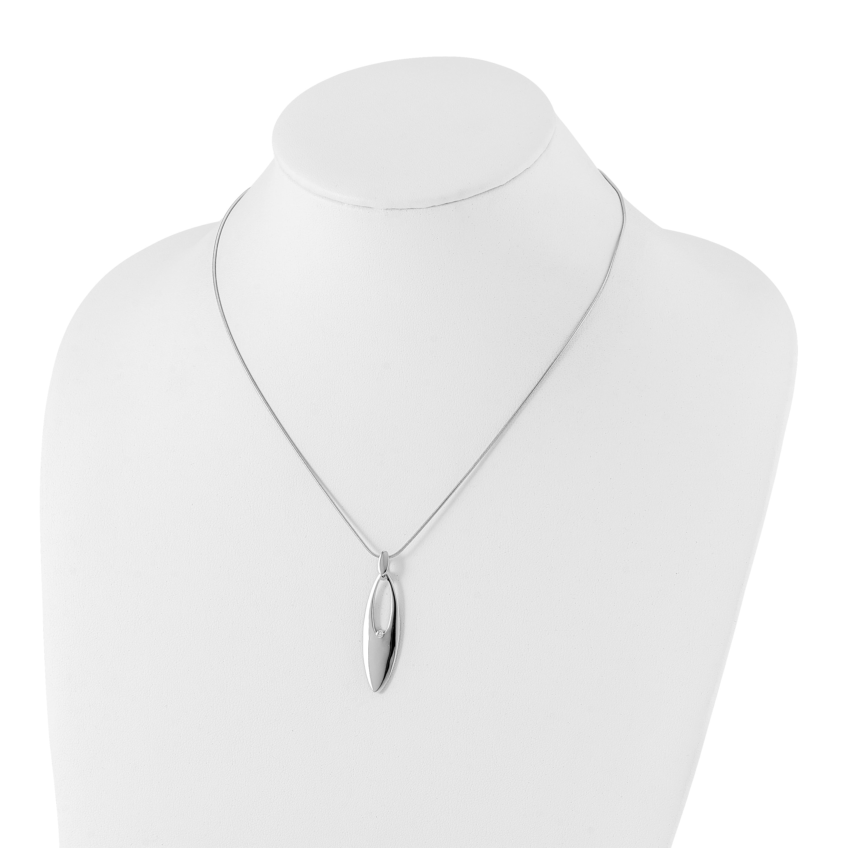 Sophia Jewelers Sterling Silver Diamond Necklace with Extender, Polished Elegance