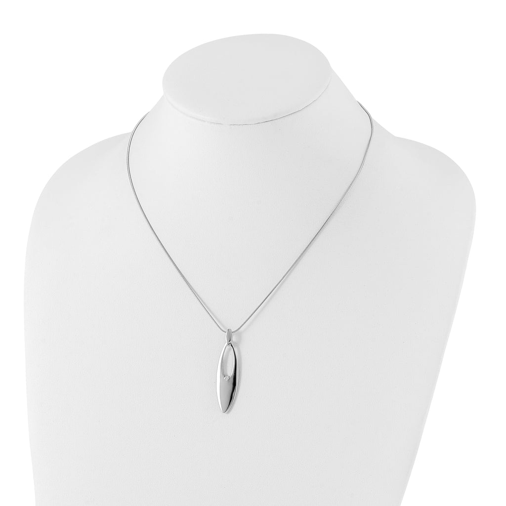 Sophia Jewelers Sterling Silver Diamond Necklace with Extender, Polished Elegance