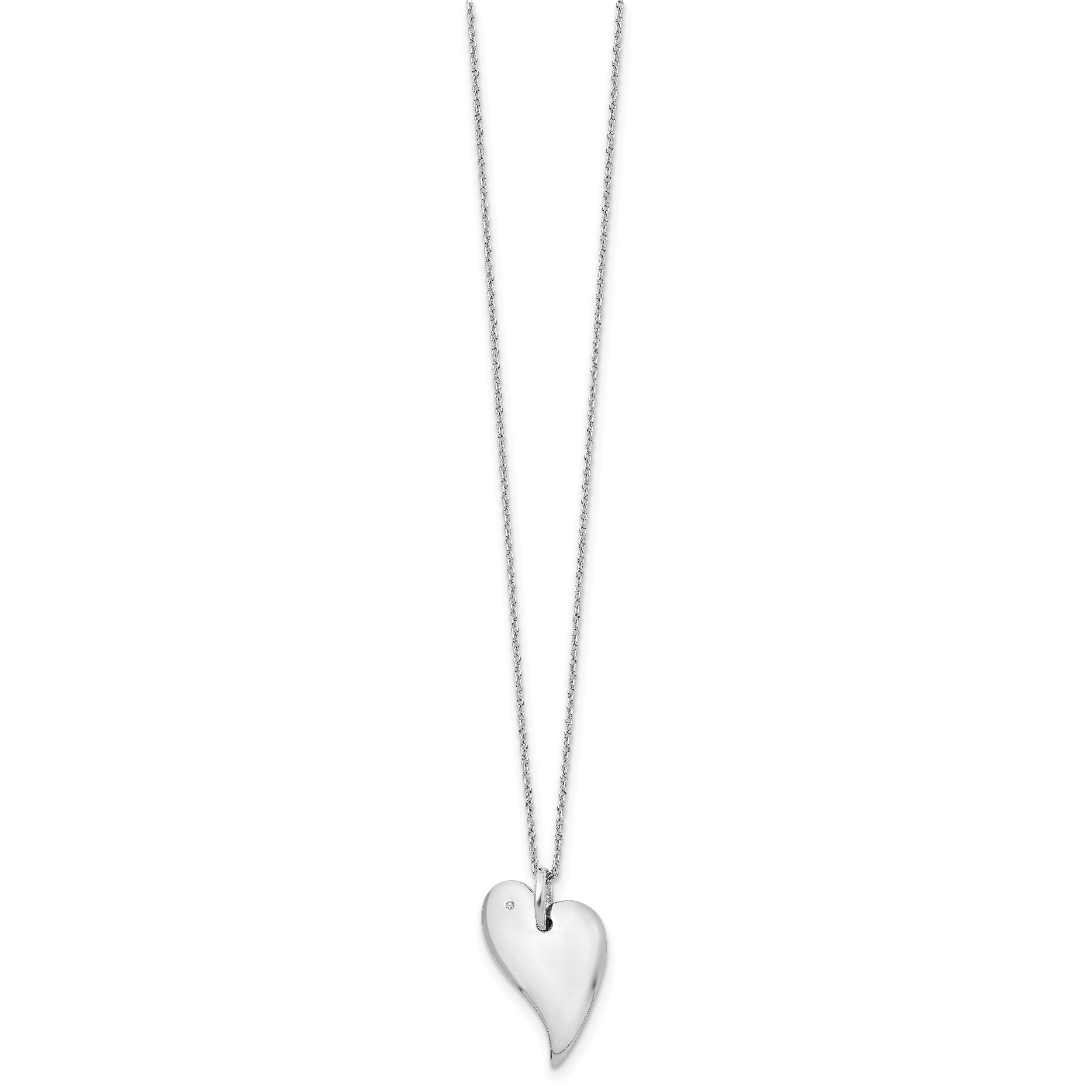 Sophia Jewelers White Ice Sterling Silver Diamond Heart Necklace with Extender
