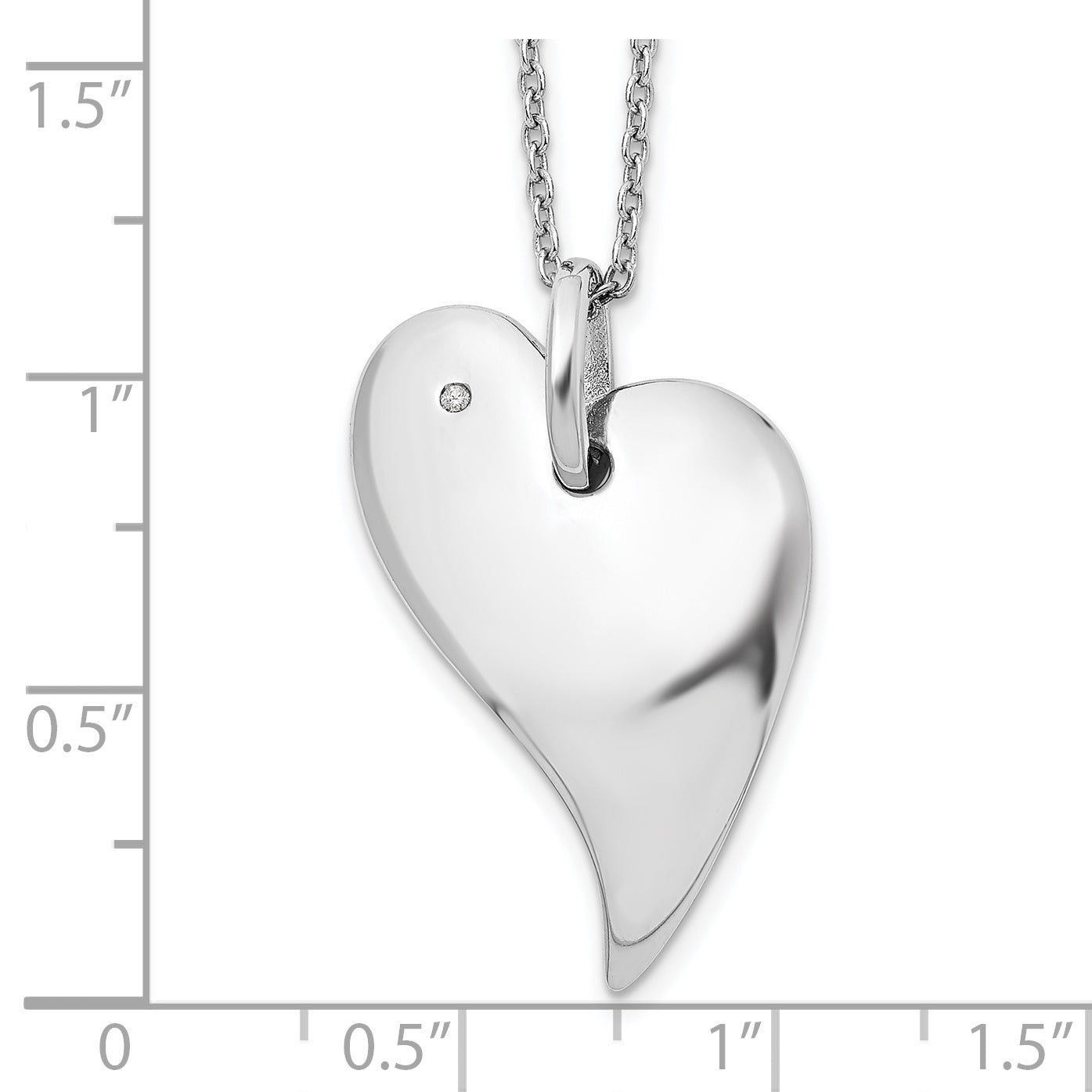 Sophia Jewelers White Ice Sterling Silver Diamond Heart Necklace with Extender