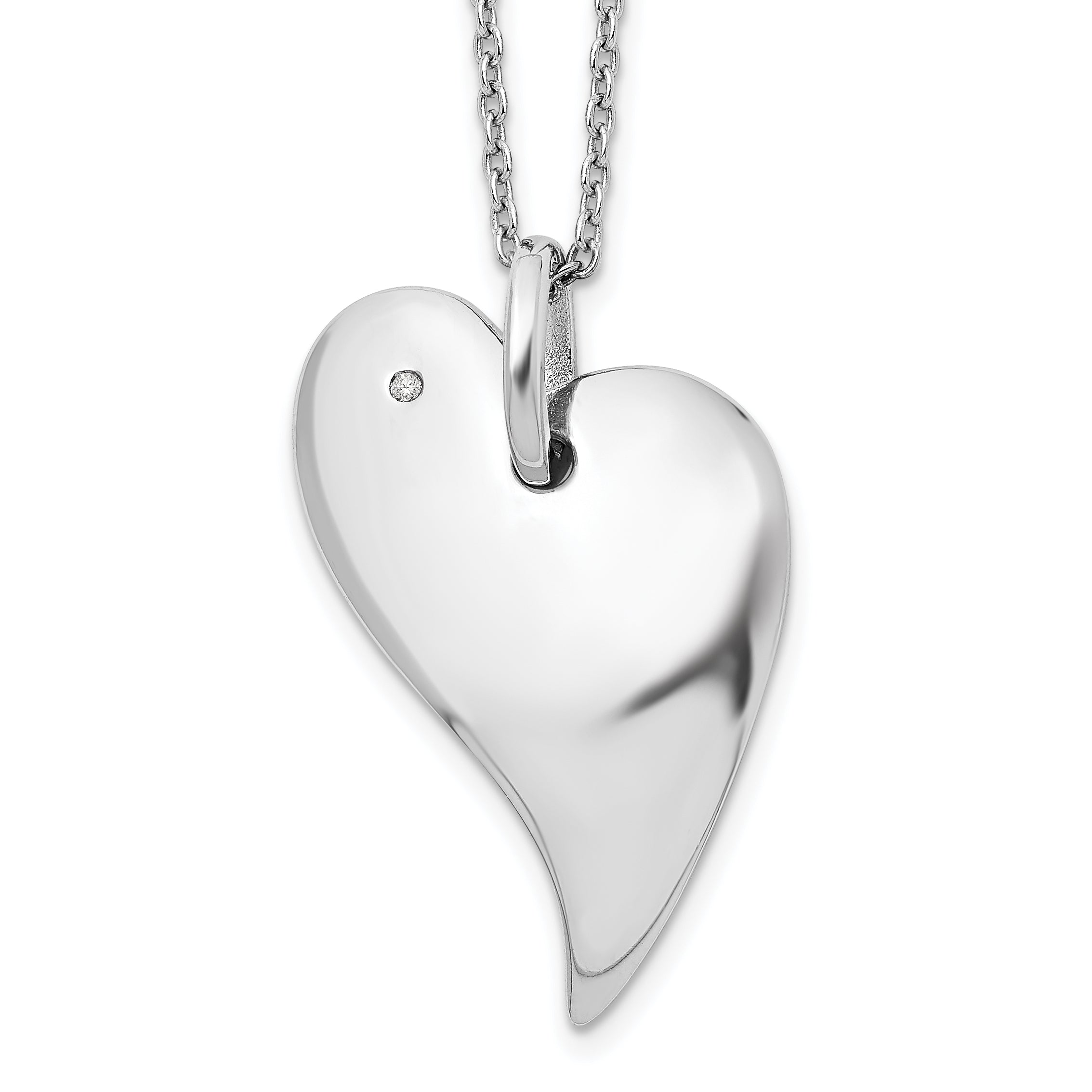 White Ice Sterling Silver Rhodium-plated 18 Inch Diamond Heart Necklace with 2 Inch Extender Main image