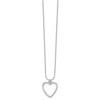 Sterling Silver Diamond Heart Necklace with Rhodium Polish & Extender