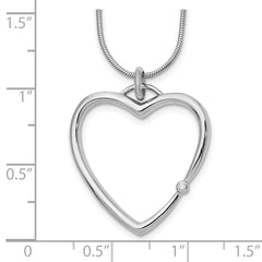 Sterling Silver Diamond Heart Necklace with Rhodium Polish & Extender
