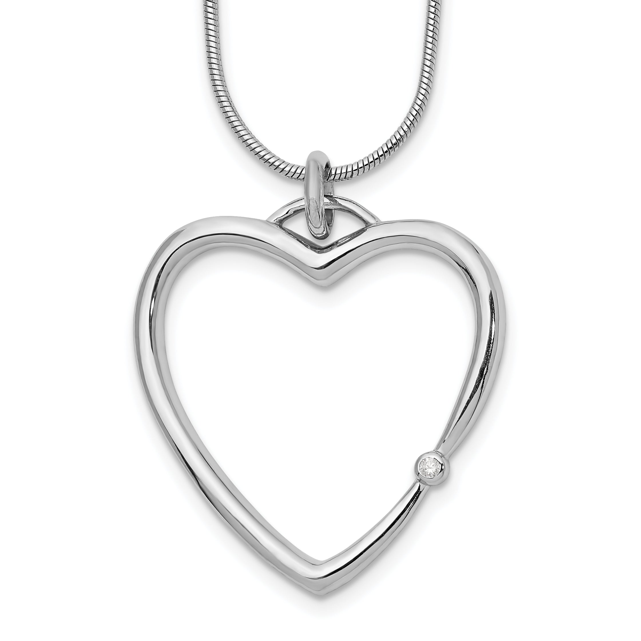 White Ice Sterling Silver Rhodium-plated 18 Inch Diamond Open Heart Necklace with 2 Inch Extender Main image