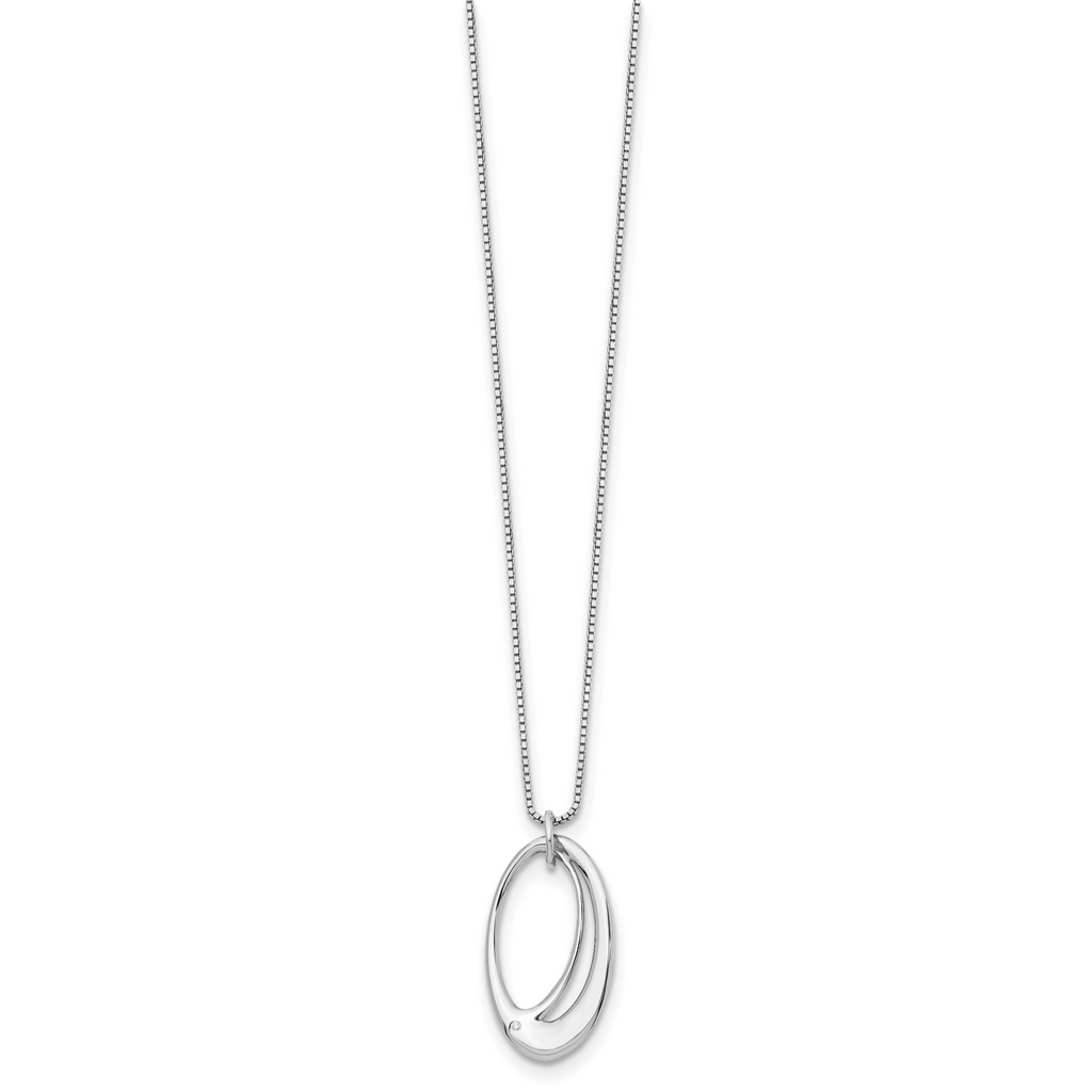 Sophia Jewelers Sterling Silver Diamond Necklace with Rhodium Polish and Extender