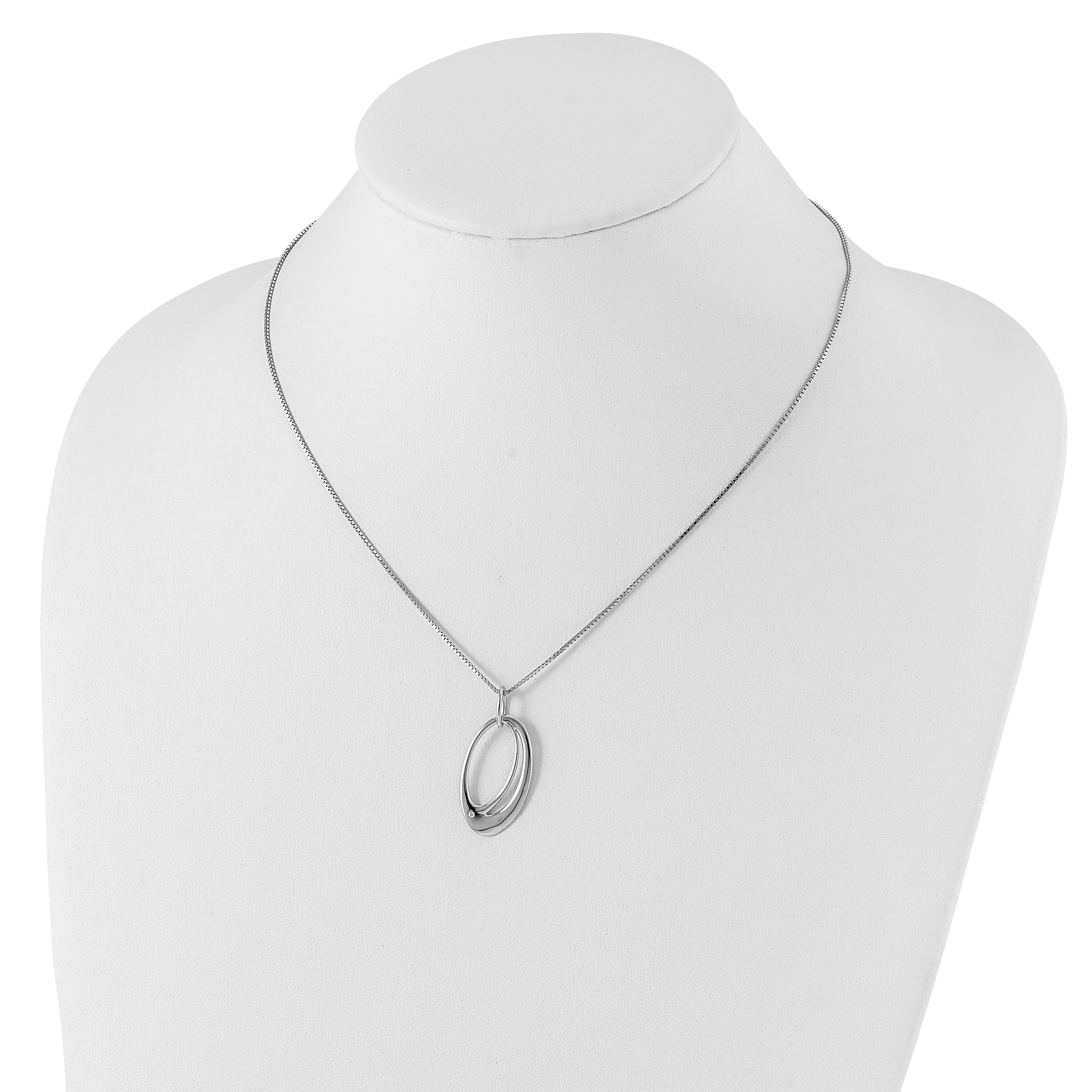 Sophia Jewelers Sterling Silver Diamond Necklace with Rhodium Polish and Extender