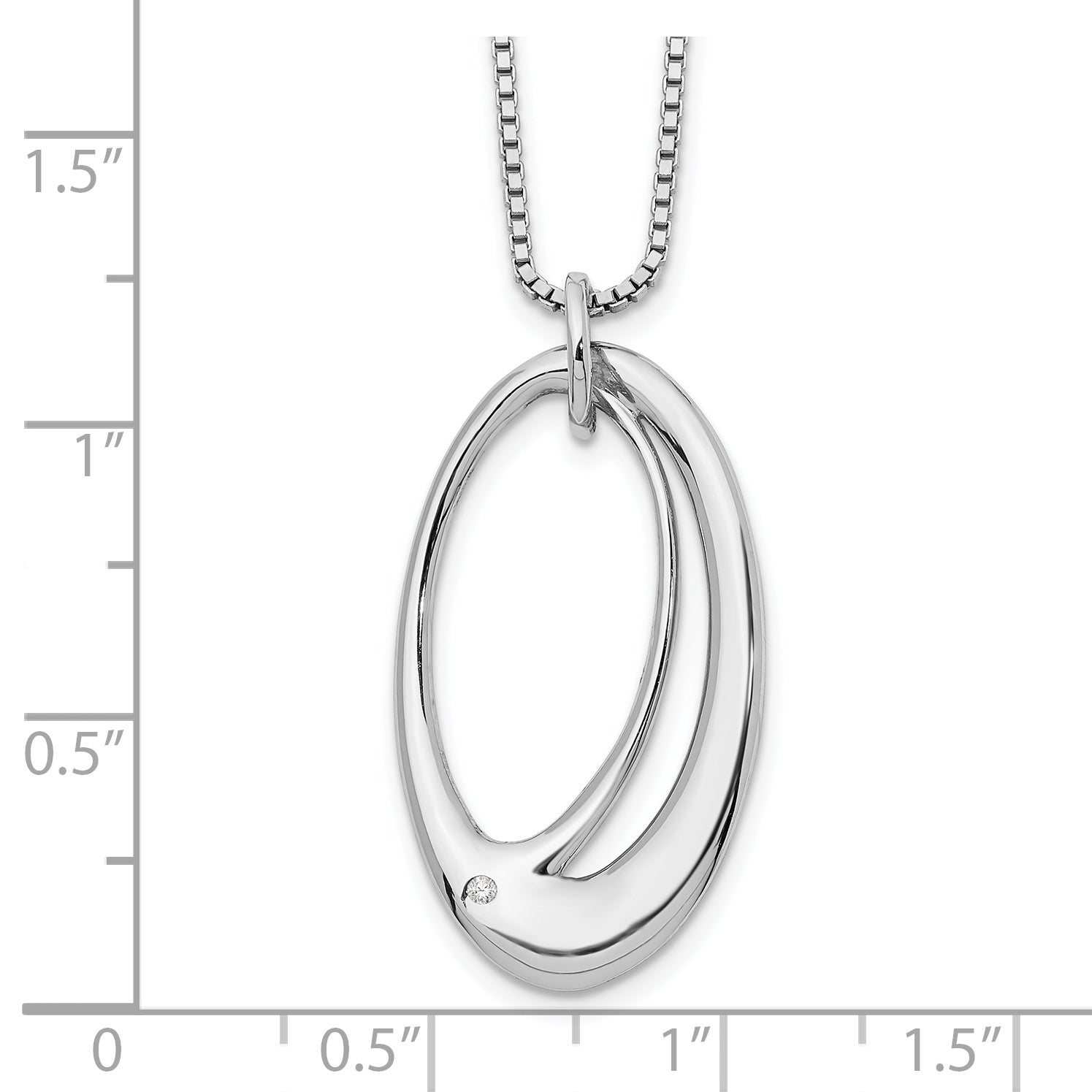 Sophia Jewelers Sterling Silver Diamond Necklace with Rhodium Polish and Extender