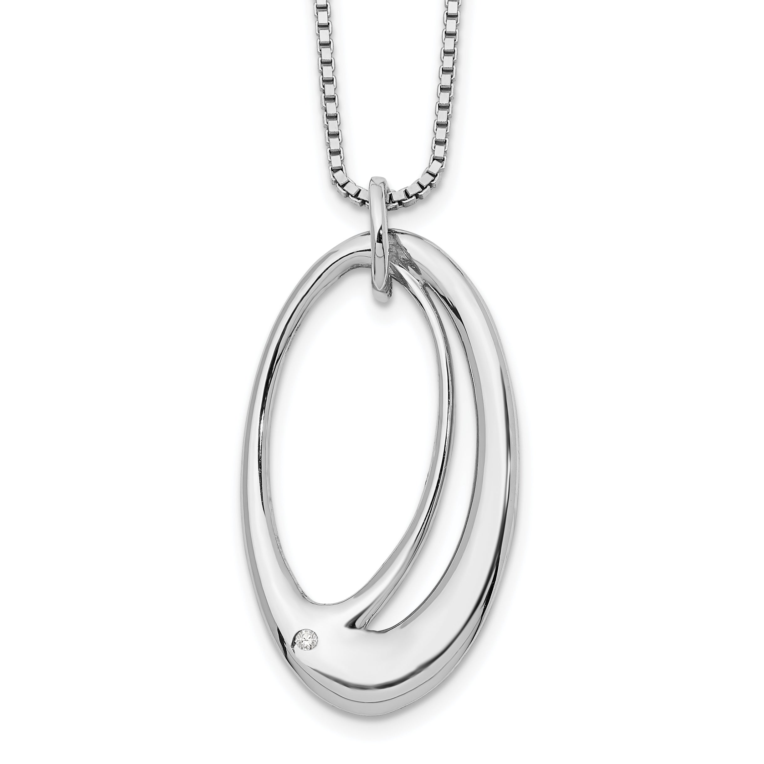White Ice Sterling Silver Rhodium-plated 18 Inch Open Oval Diamond Necklace with 2 Inch Extender Main image