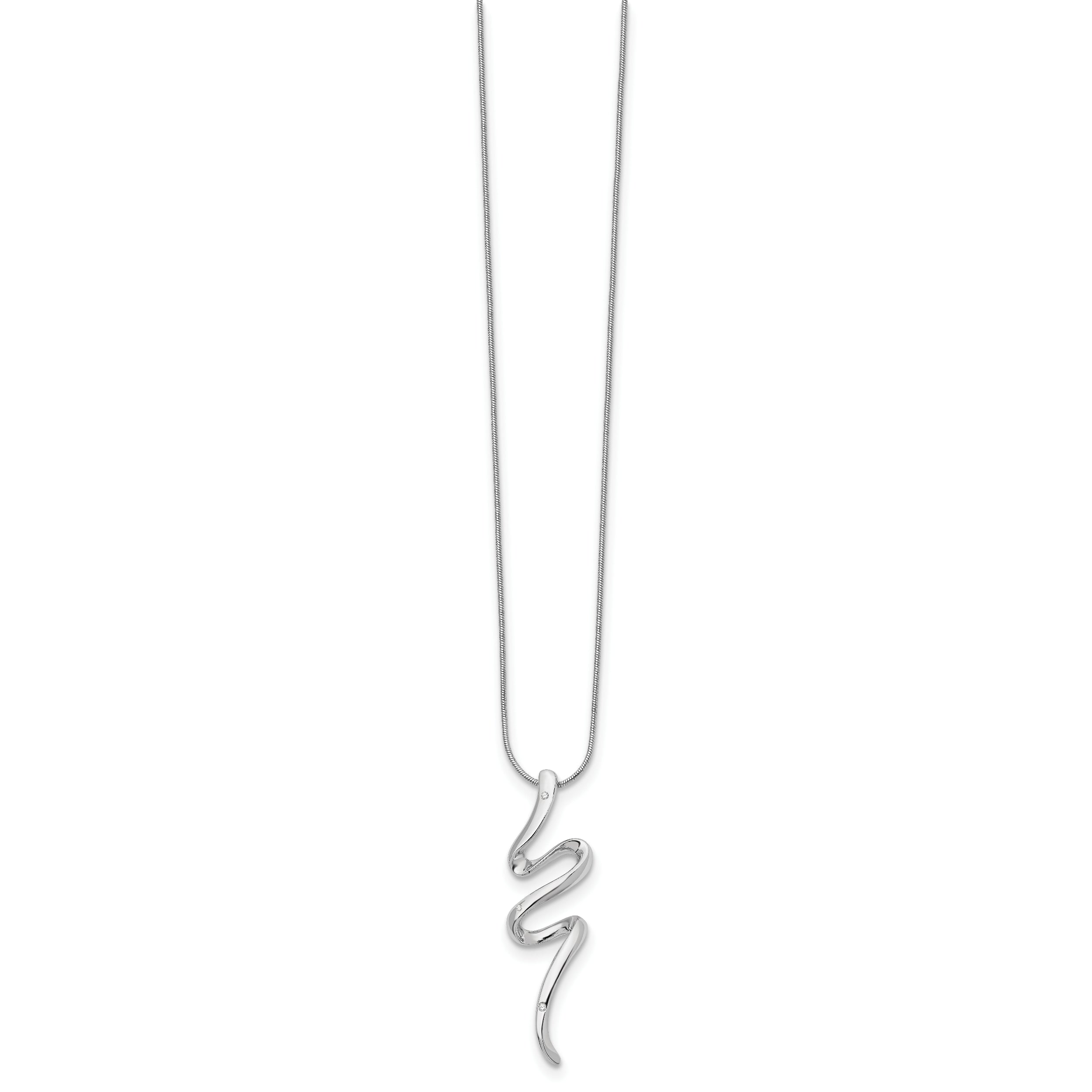 Sophia Jewelers White Ice Sterling Silver Diamond Necklace with Extender