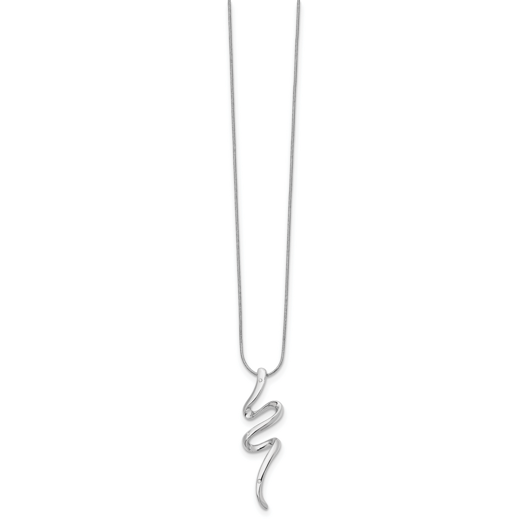 Sophia Jewelers White Ice Sterling Silver Diamond Necklace with Extender