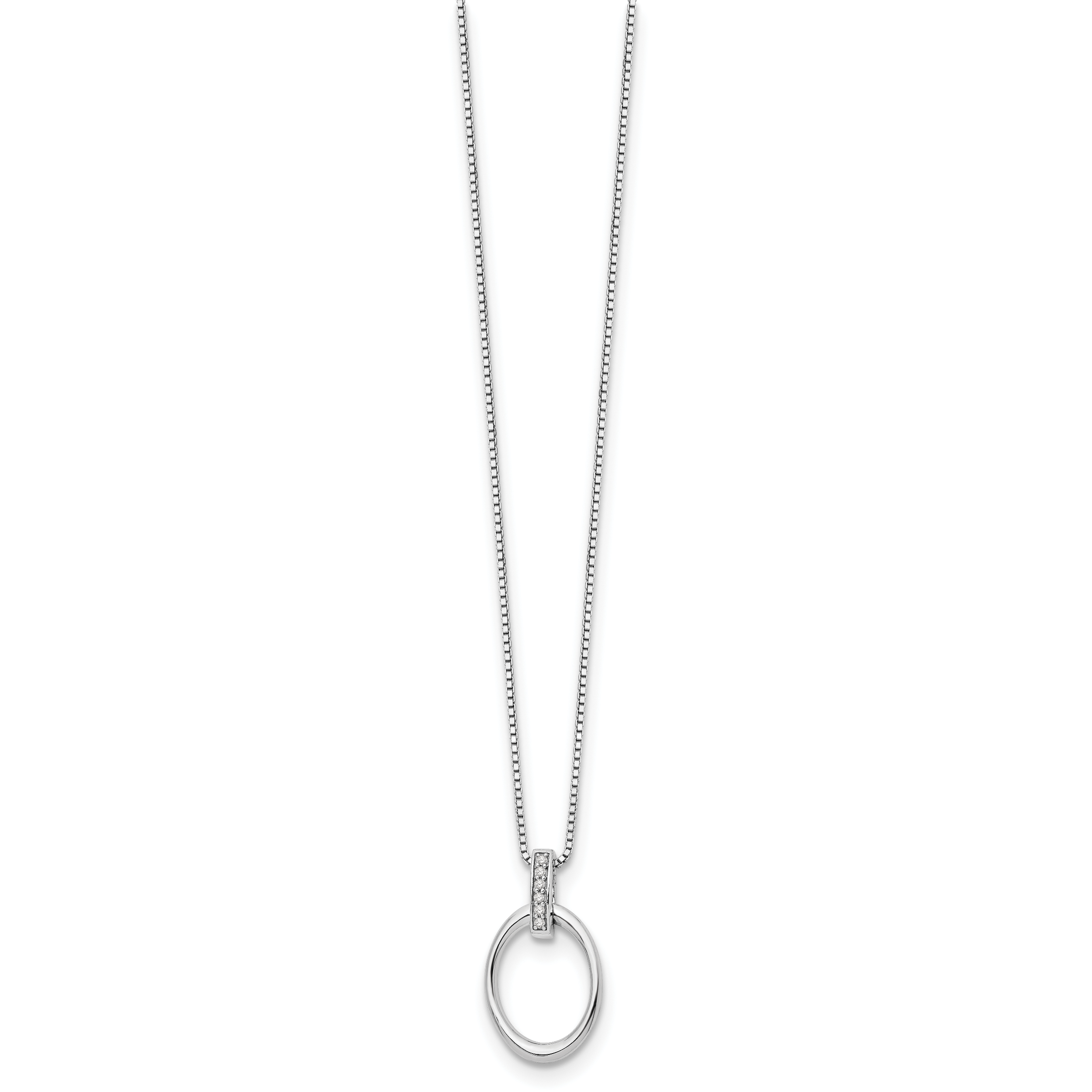 Sterling Silver Rhodium-Plated Oval Diamond Necklace with Extender Gift Ready Secondary image