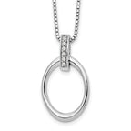 White Ice Sterling Silver Rhodium-plated 18 Inch Diamond Open Oval Necklace with 2 Inch Extender