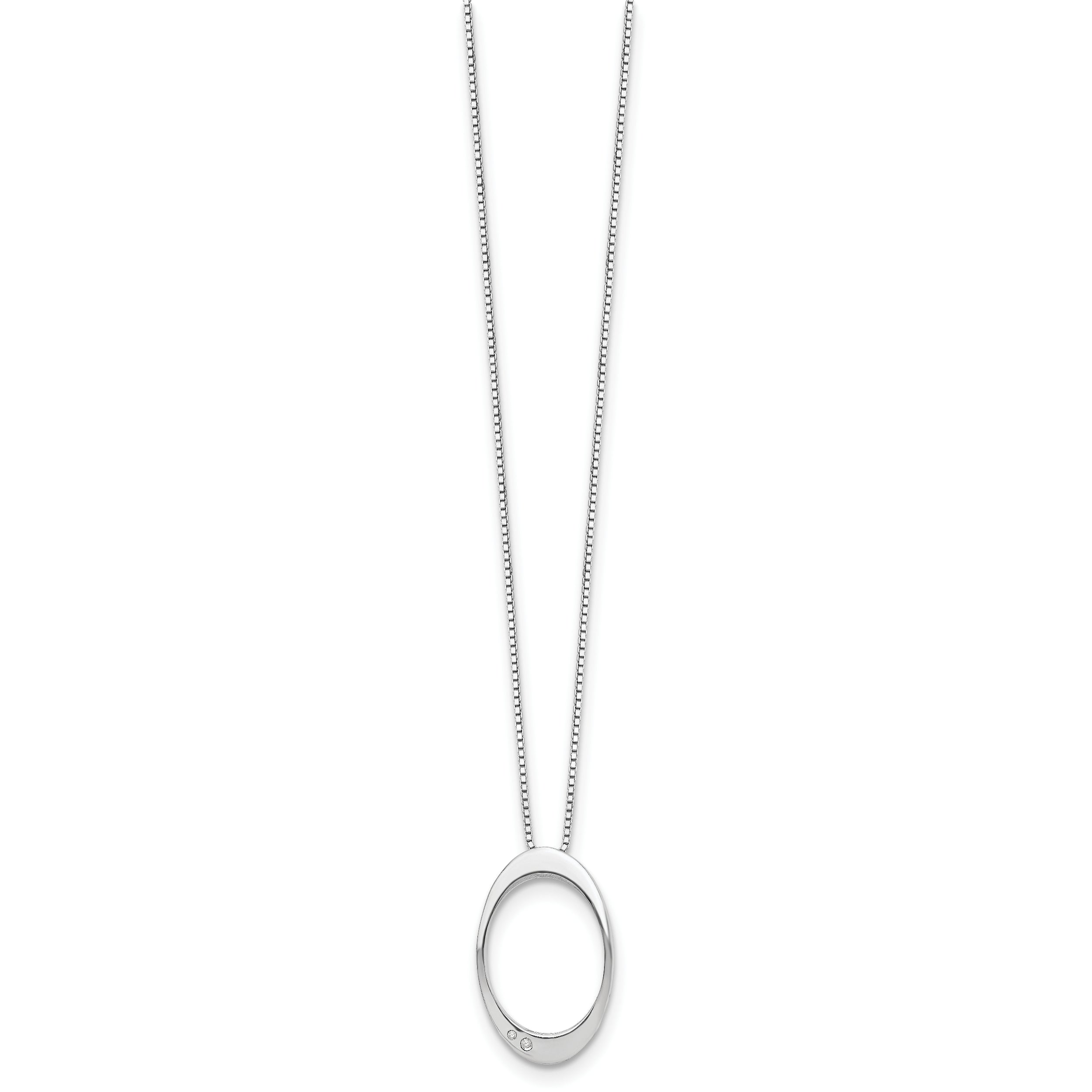 White Ice Sterling Silver Diamond Oval Pendant Necklace with Gift Box