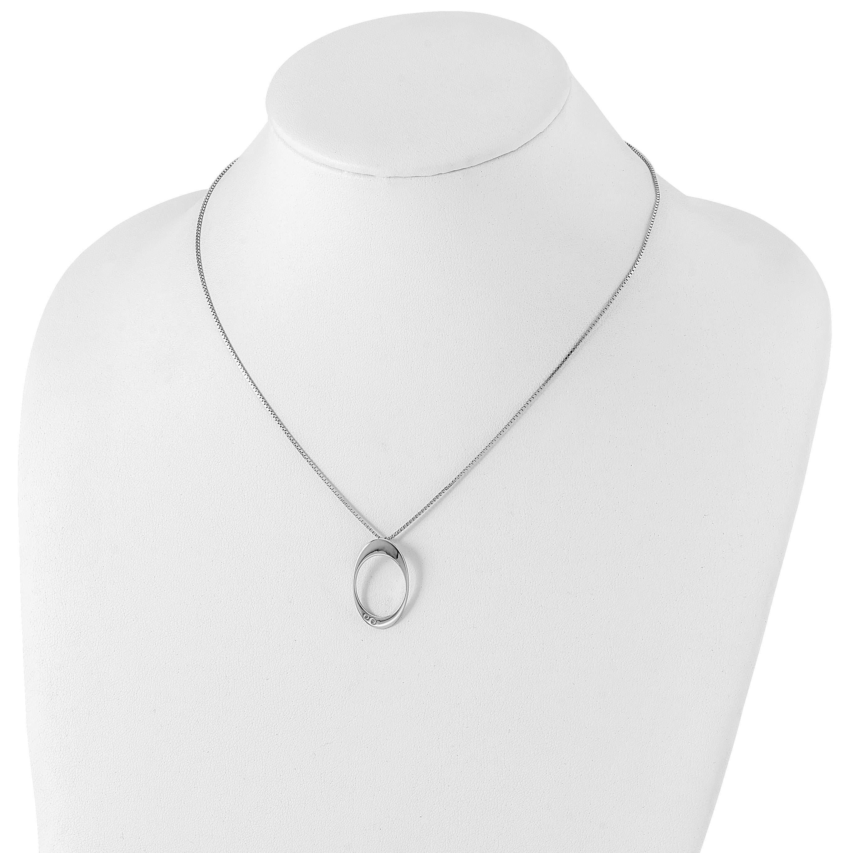 White Ice Sterling Silver Diamond Oval Pendant Necklace with Gift Box