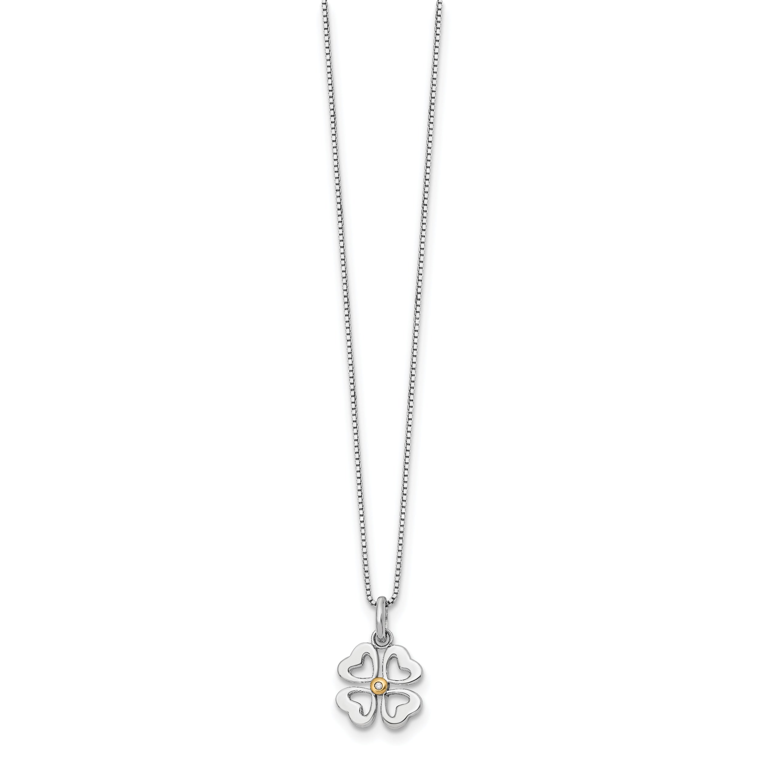 Sterling Silver Gold-Tone Diamond Hearts Necklace with Extender Gift Ready