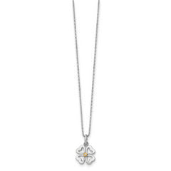 White Ice Sterling Silver Rhodium-plated Gold-tone 18 Inch Diamond Four Hearts Necklace with 2 Inch Extender