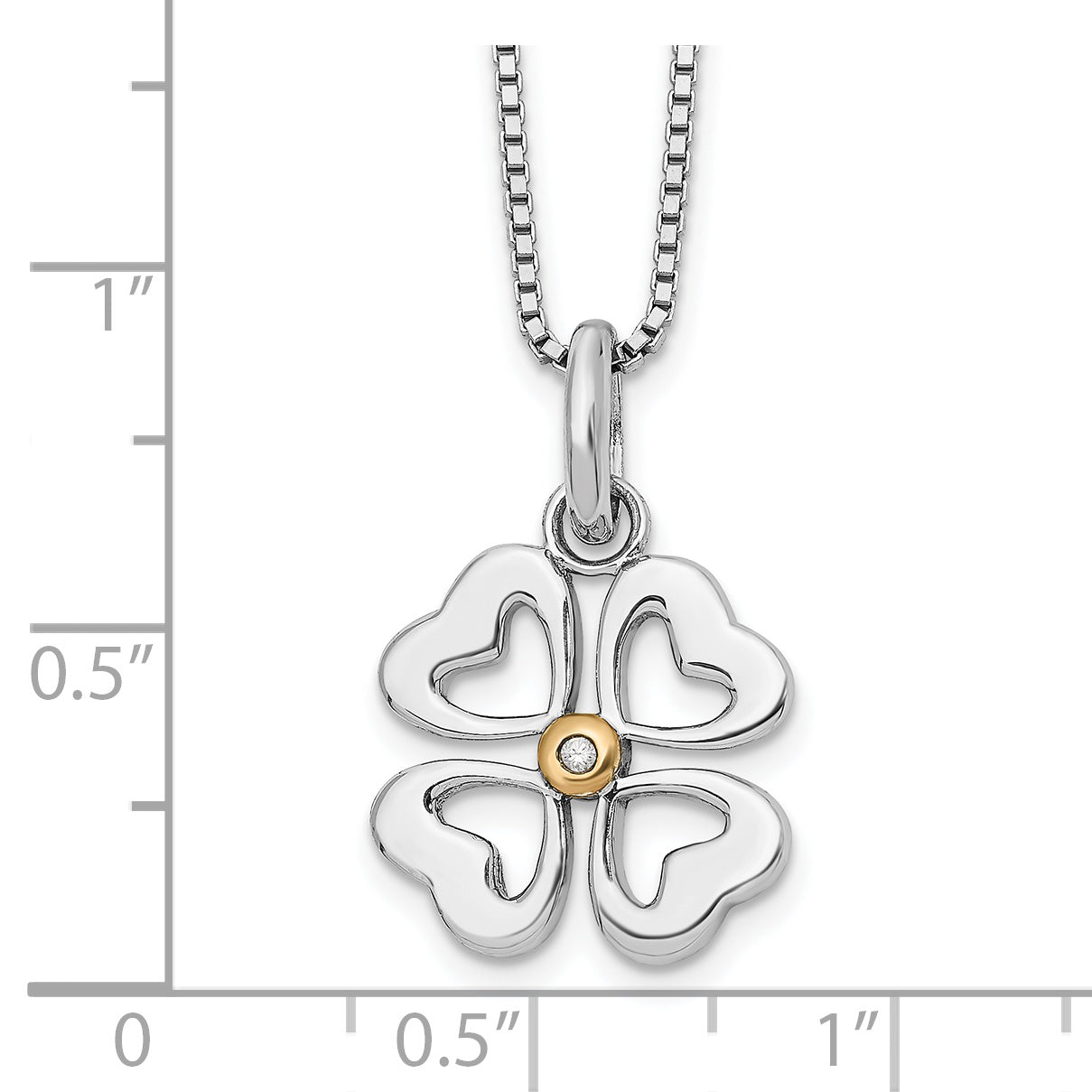 Sterling Silver Gold-Tone Diamond Hearts Necklace with Extender Gift Ready