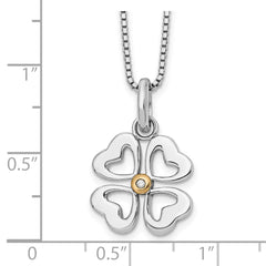 Sterling Silver Gold-Tone Diamond Hearts Necklace with Extender Gift Ready