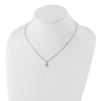 Sterling Silver Diamond Teardrop Necklace with Rhodium Plating and Gift Box