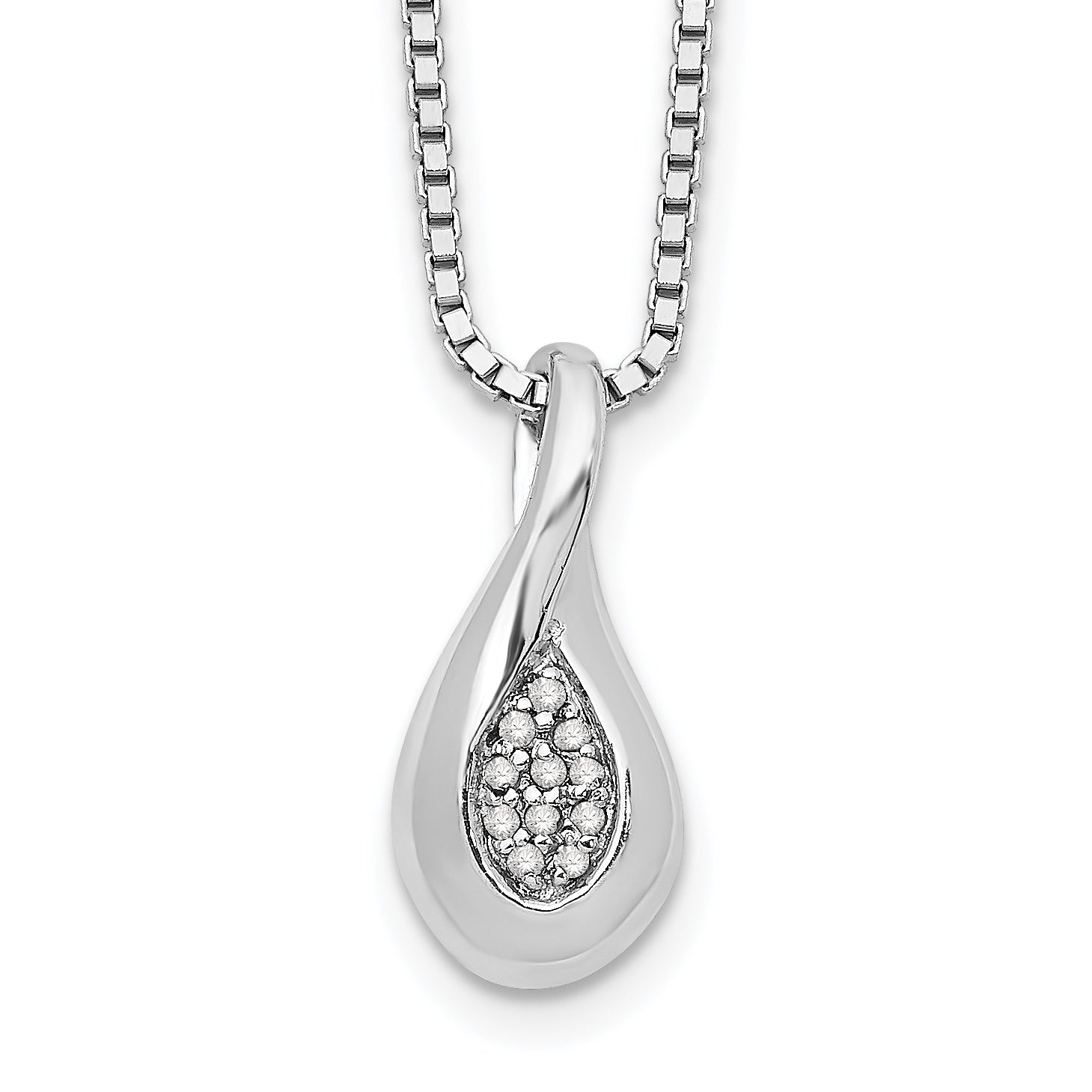 White Ice Sterling Silver Rhodium-plated 18 Inch Diamond Teardrop Necklace with 2 Inch Extender Main image