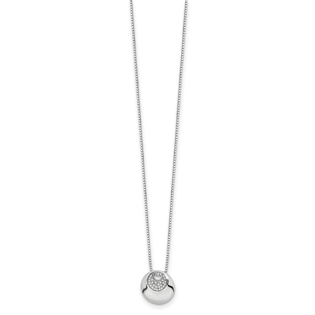 Sophia Jewelers Sterling Silver Diamond Necklace with Rhodium-Plated Box Chain