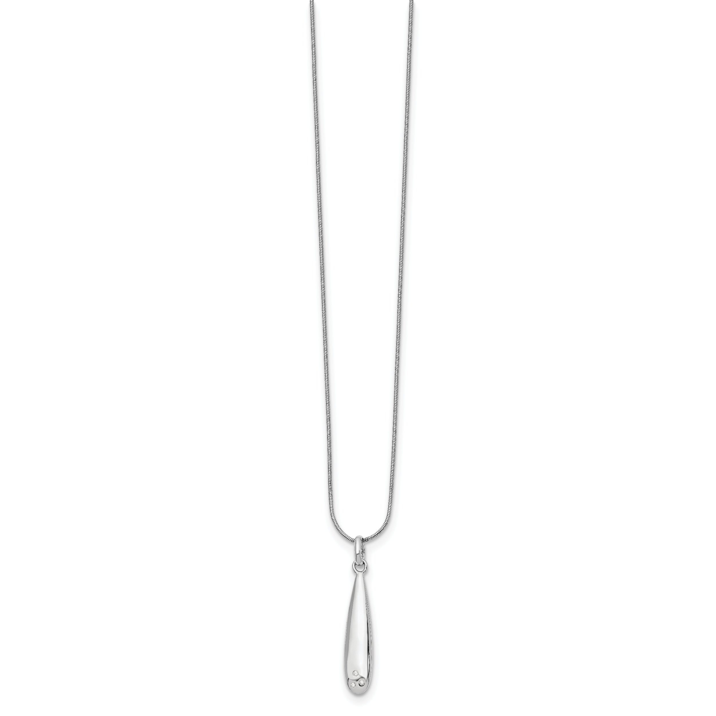 Sterling Silver Diamond Pendant Necklace with Rhodium Polish Gift Ready