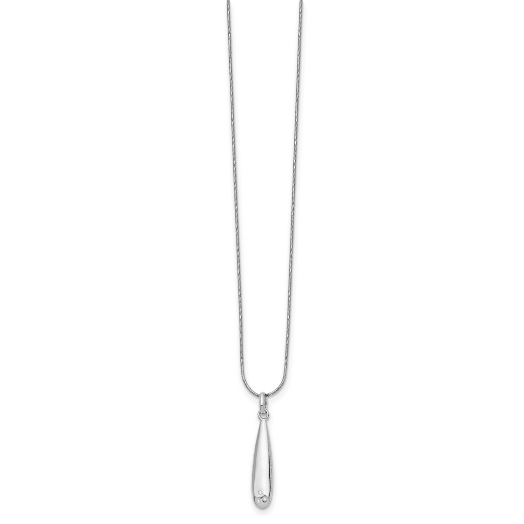 Sterling Silver Diamond Pendant Necklace with Rhodium Polish Gift Ready
