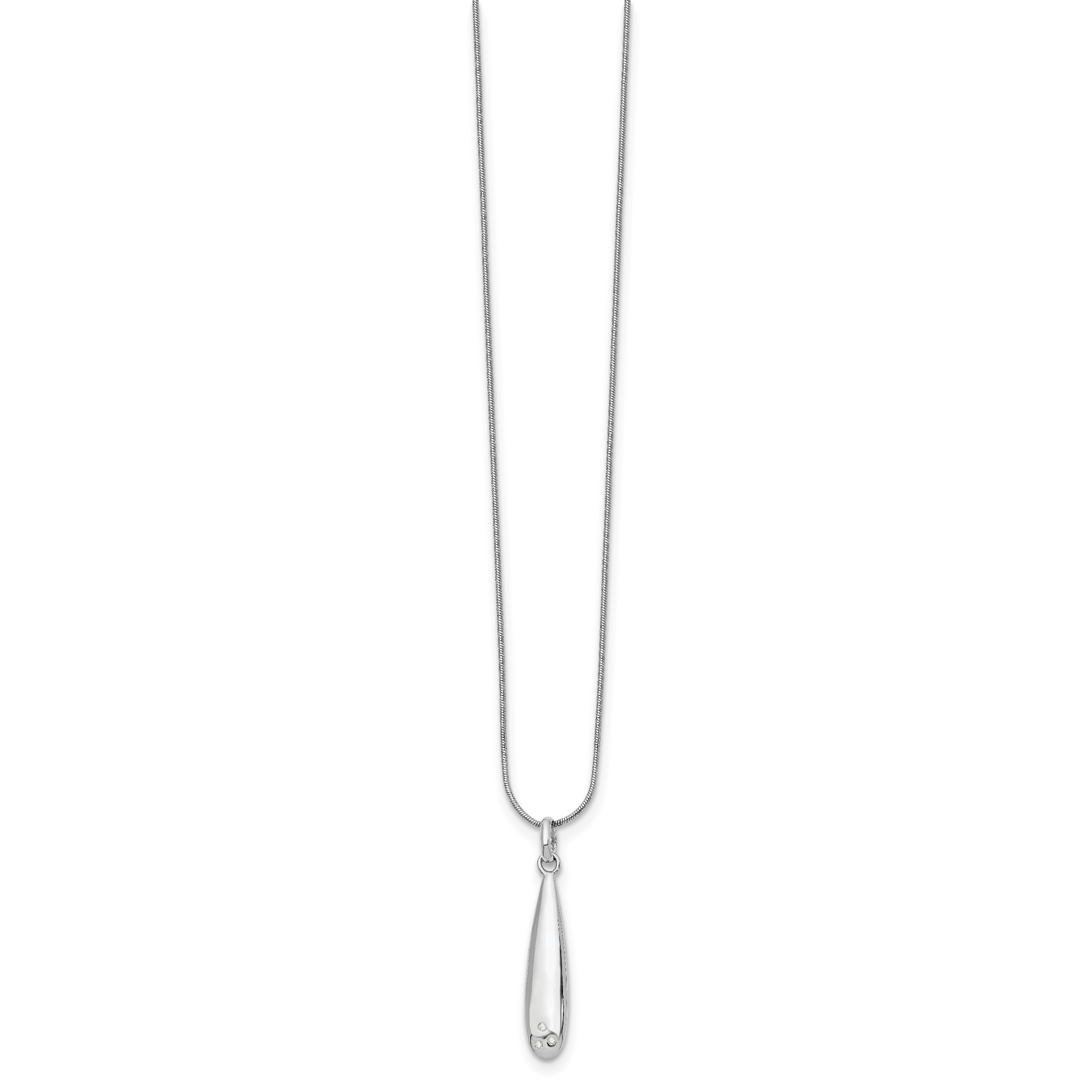 Sterling Silver Diamond Pendant Necklace with Rhodium Polish Gift Ready
