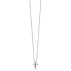 Sterling Silver Black Diamond Cross Necklace with Rhodium Plating