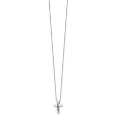 Sterling Silver Black Diamond Cross Necklace with Rhodium Plating