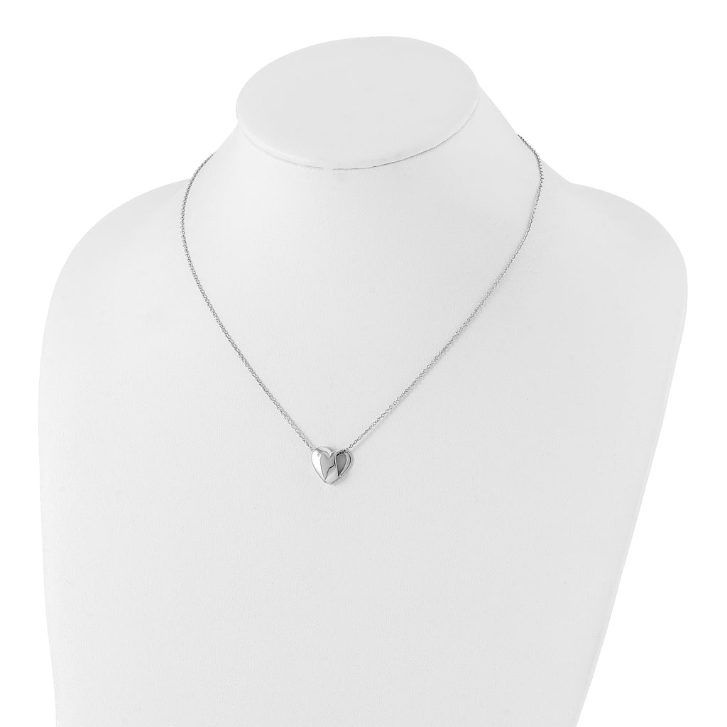 Sterling Silver Diamond Heart Necklace with 2-Inch Extender