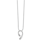 Sterling Silver Diamond Necklace with Extender and Polished Rhodium Finish