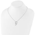 Sterling Silver Diamond Necklace with Extender and Polished Rhodium Finish