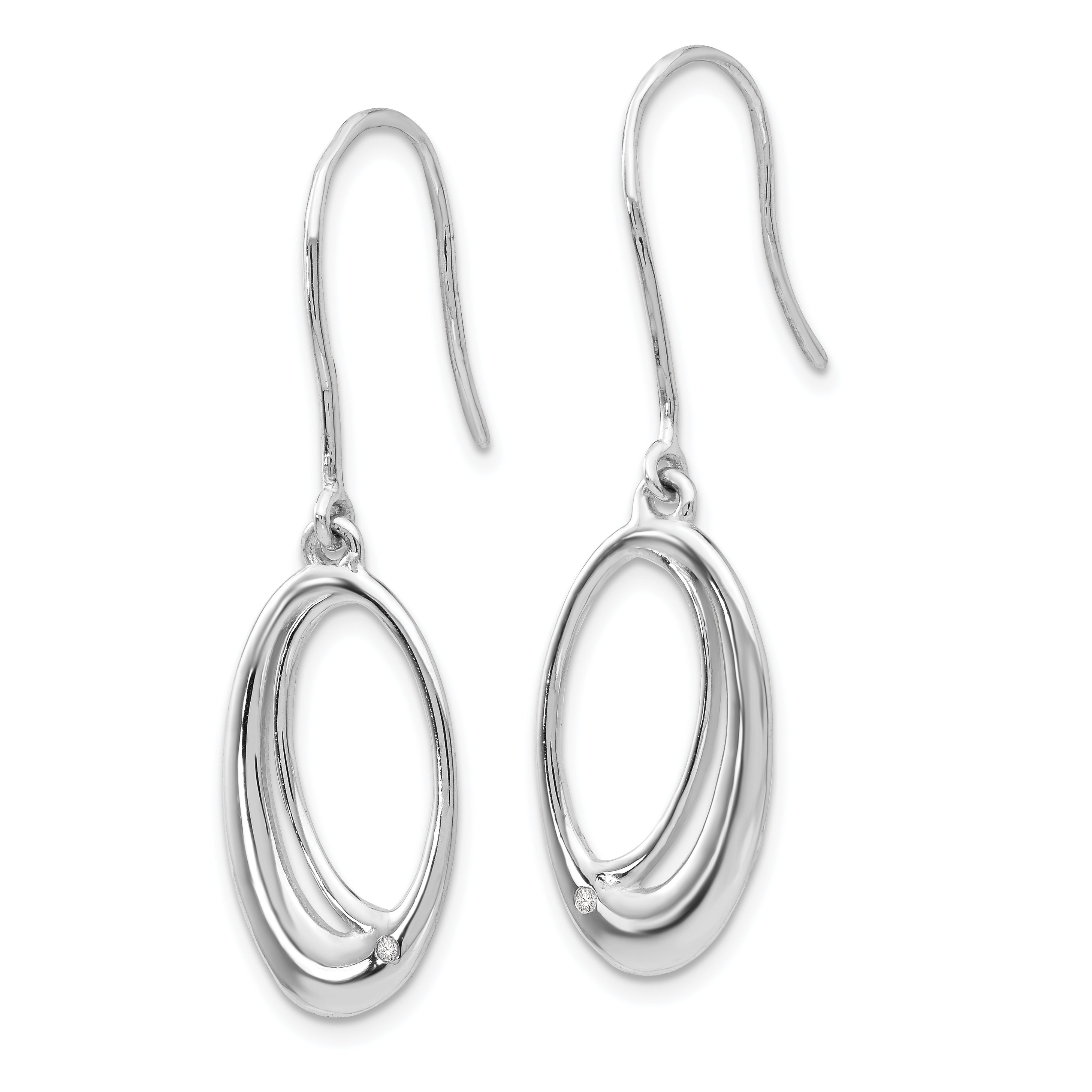 Sophia Jewelers Sterling Silver Diamond Dangle Earrings with Rhodium Polish Secondary image
