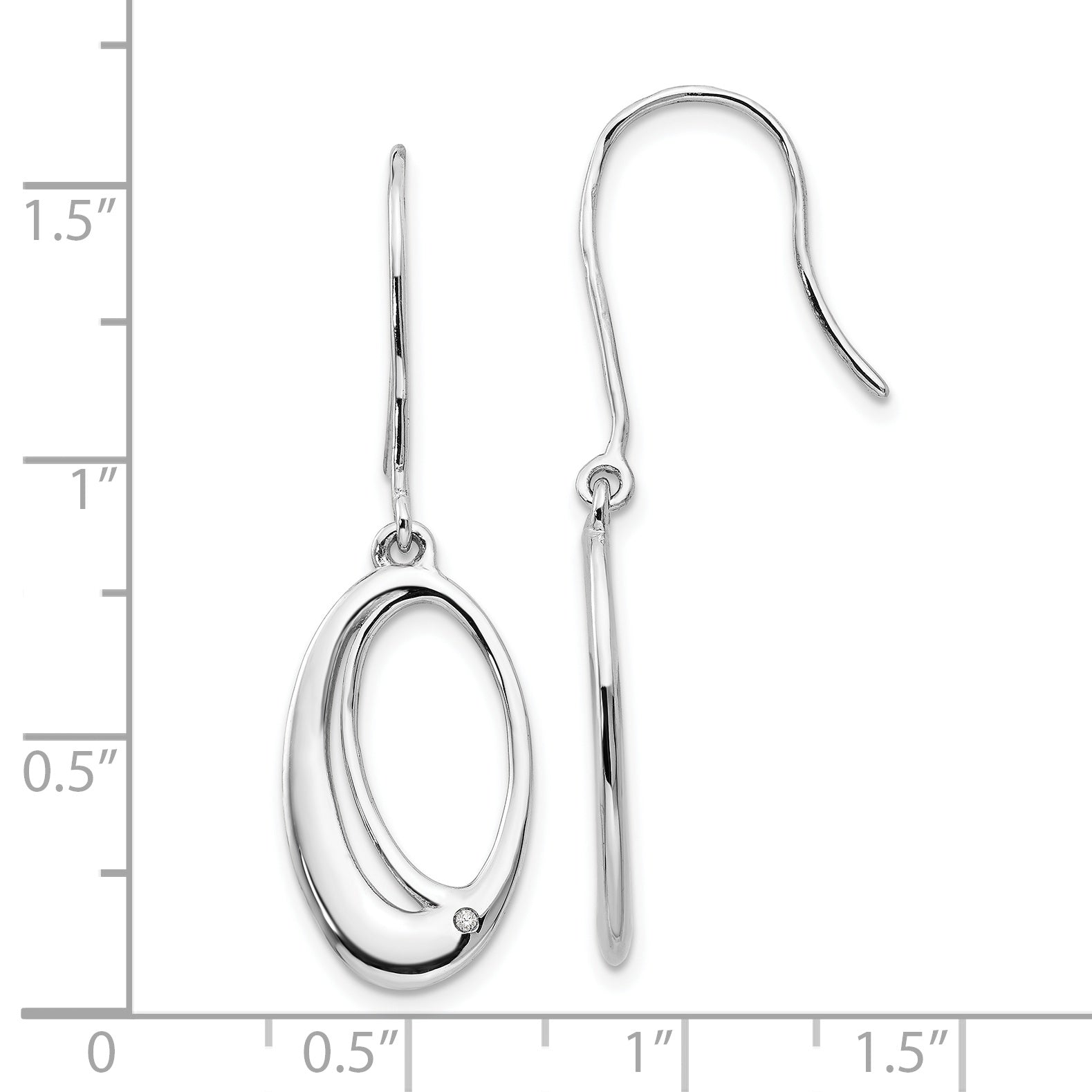 Sophia Jewelers Sterling Silver Diamond Dangle Earrings with Rhodium Polish