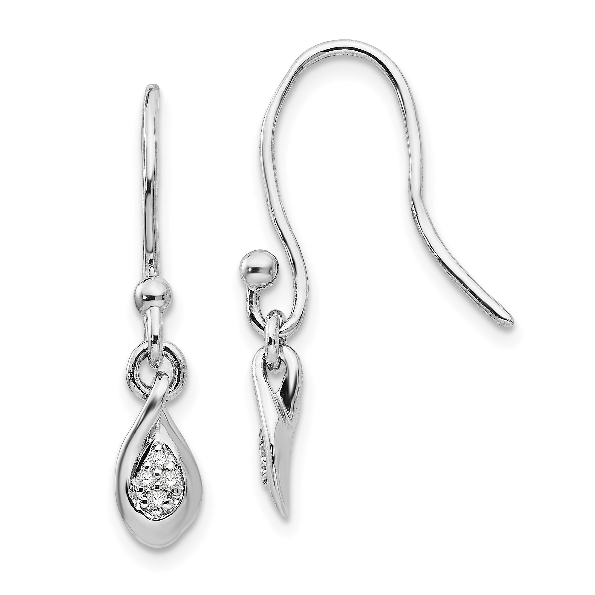 White Ice Sterling Silver Rhodium-plated Diamond Shepherd Hook Dangle Earrings Main image