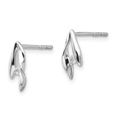 White Ice Sterling Silver Rhodium-plated Satin and Polished Diamond Post Earrings