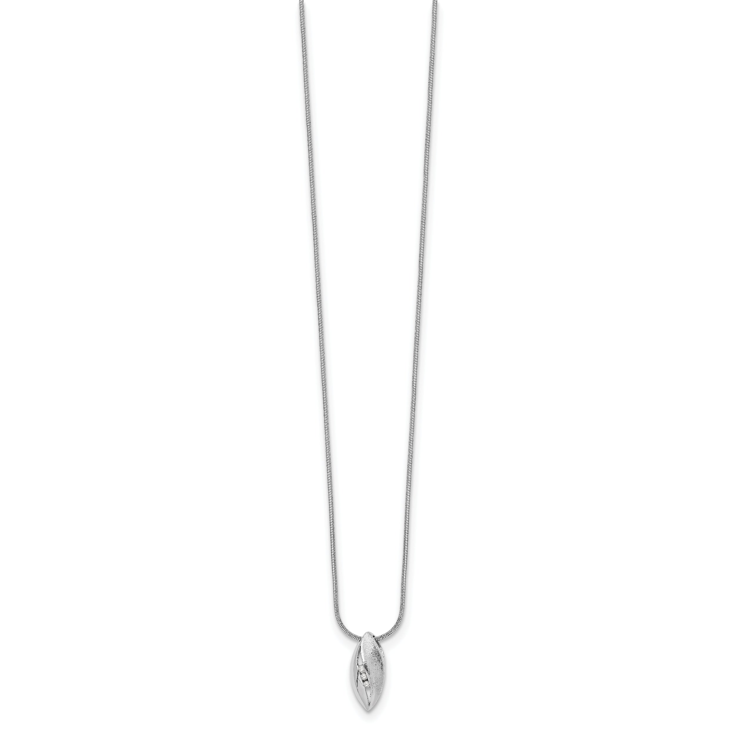 White Ice Sterling Silver Diamond Necklace with Rhodium Finish Extender