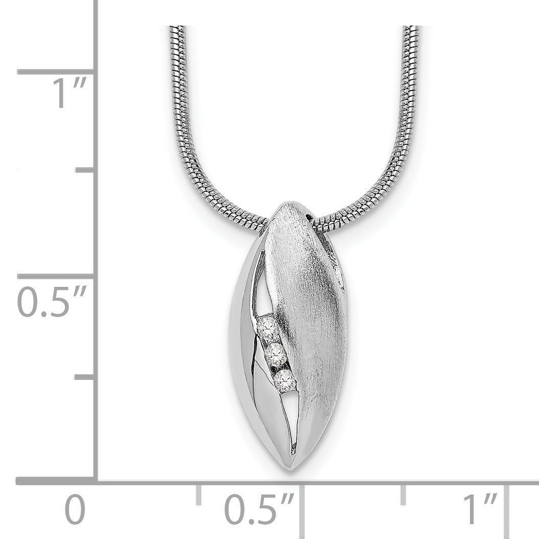 White Ice Sterling Silver Diamond Necklace with Rhodium Finish Extender