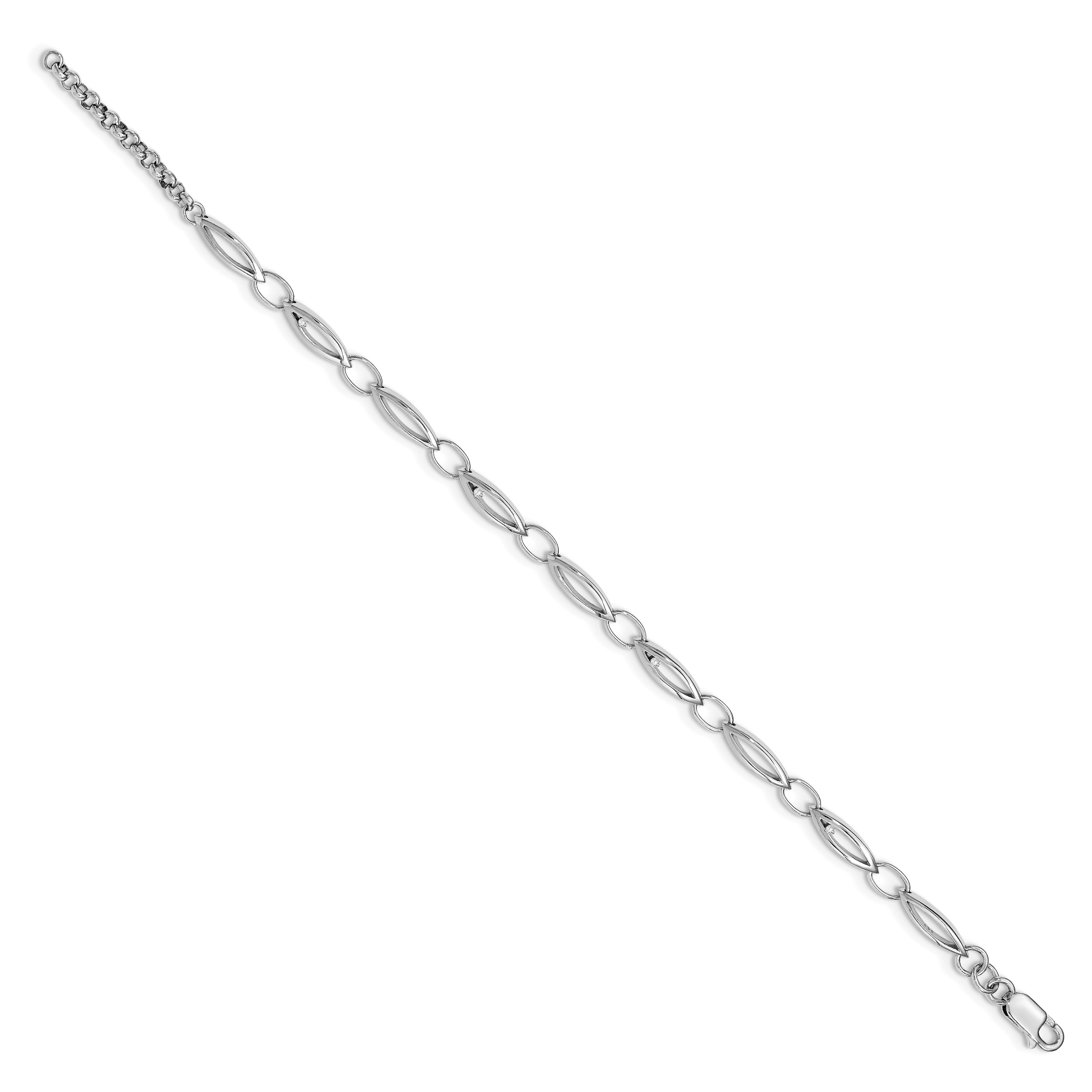 White Ice Sterling Silver Rhodium-plated 7 Inch Diamond Bracelet with 1 Inch Extender Secondary image