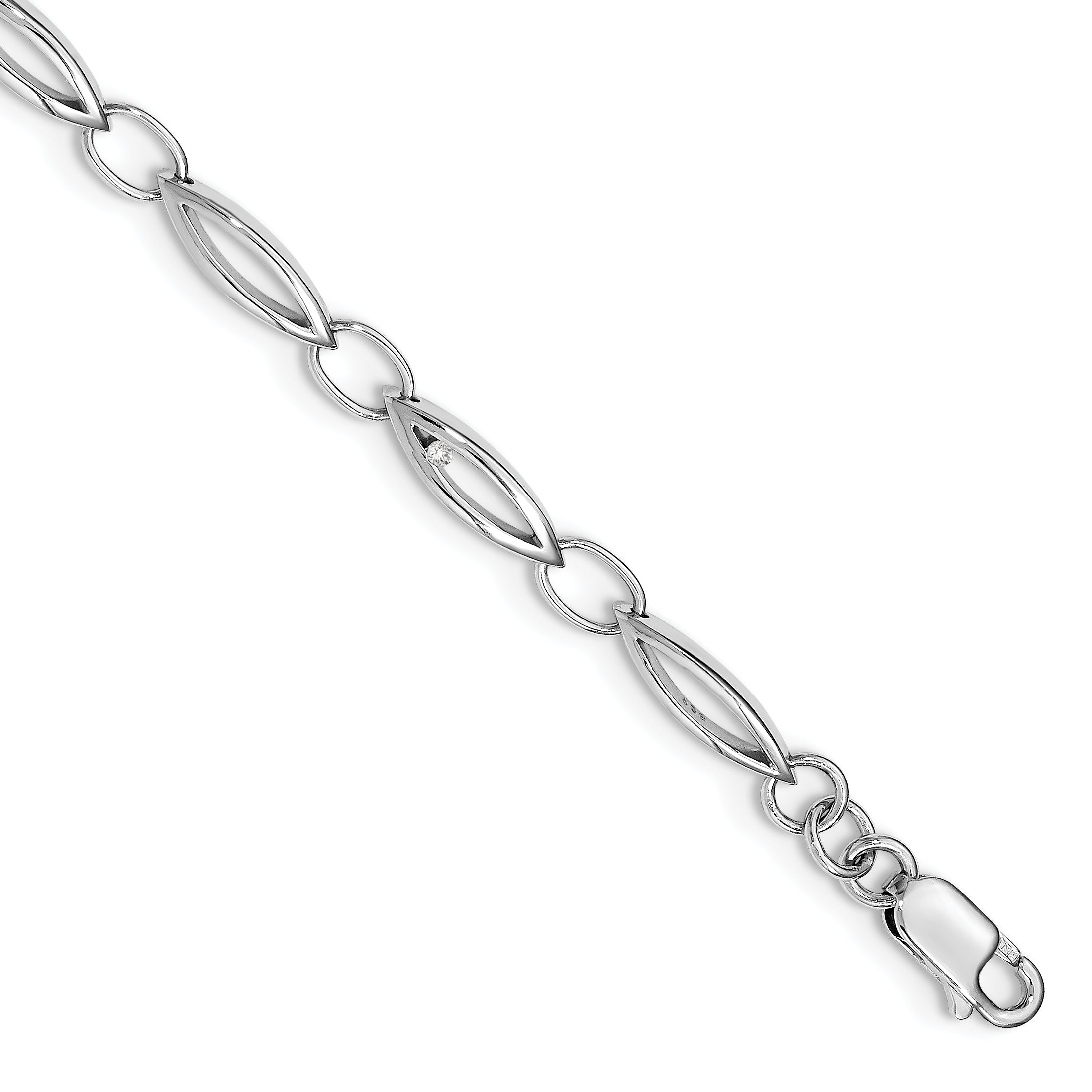 White Ice Sterling Silver Rhodium-plated 7 Inch Diamond Bracelet with 1 Inch Extender Main image