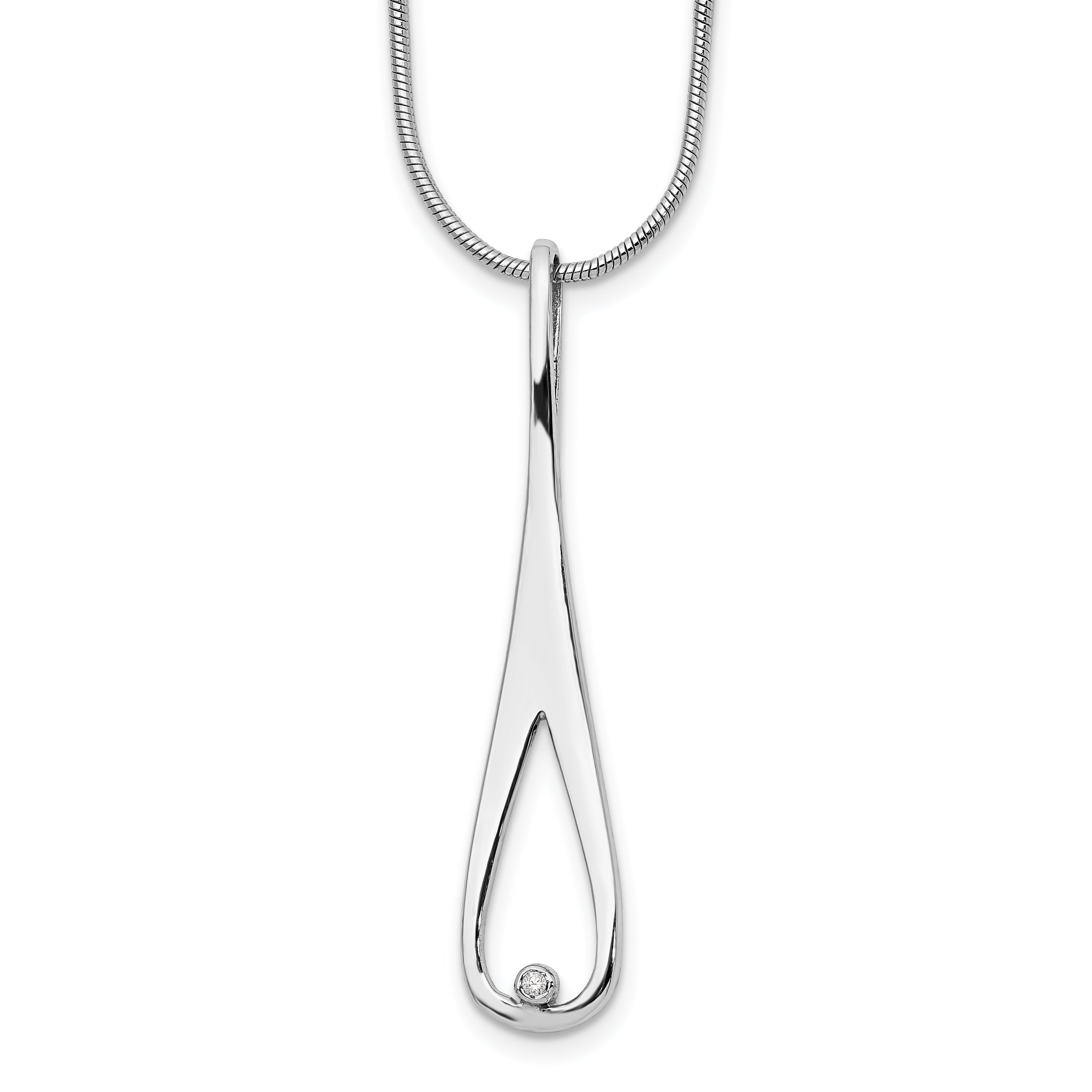 White Ice Sterling Silver Rhodium-plated 18 Inch Diamond Open Teardrop Necklace with 2 Inch Extender Main image