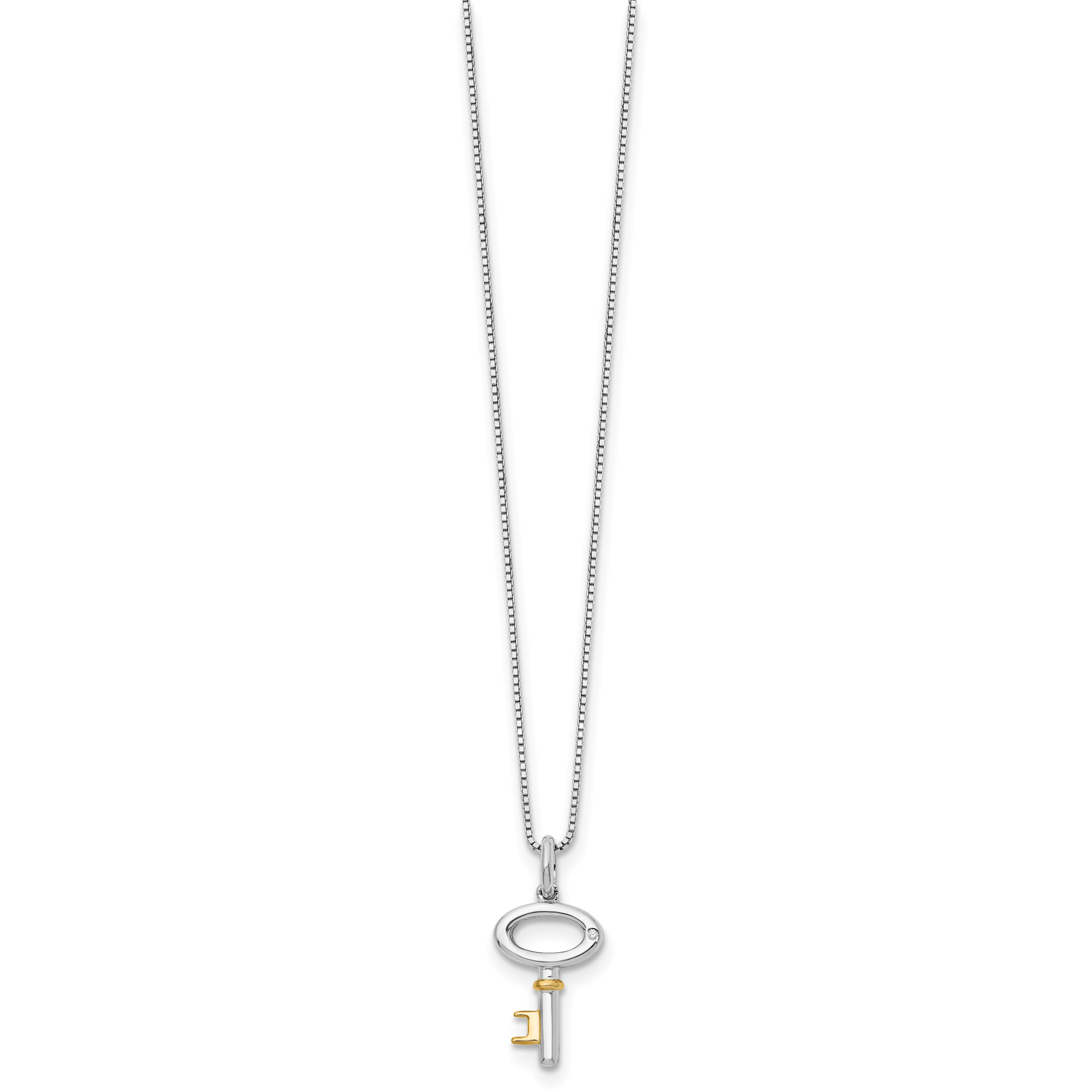 Sophia Jewelers Sterling Silver Gold-Tone Diamond Key Necklace Secondary image