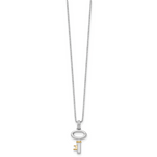 Sophia Jewelers Sterling Silver Gold-Tone Diamond Key Necklace