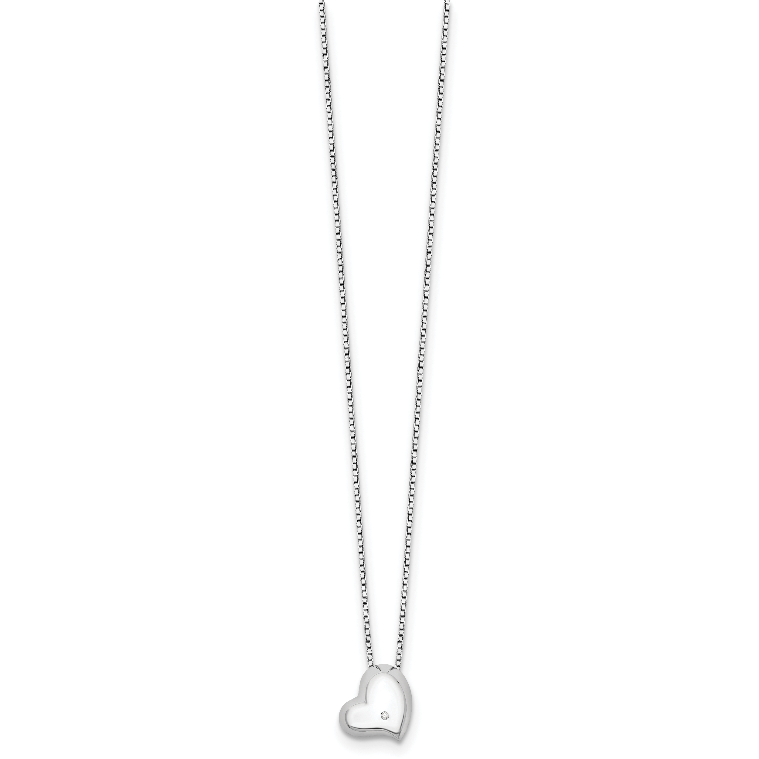 Sophia Jewelers Women's Sterling Silver Diamond Heart Necklace with Extender Secondary image